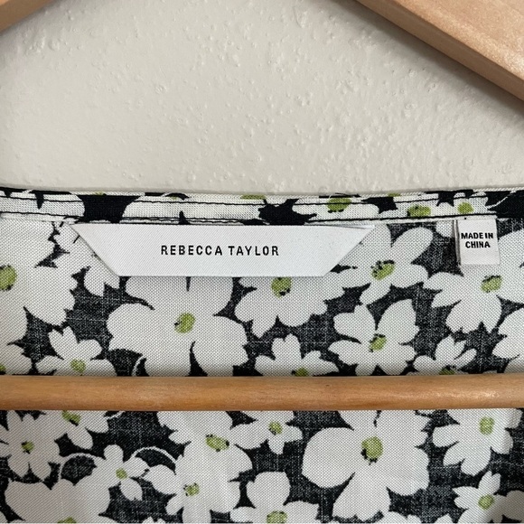 Rebecca Taylor | Paige Fluer Blouse, black/white/floral, size 12 - Picture 6 of 15